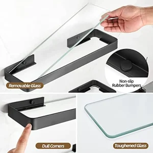 Bathroom Shelves Wall Mounted Glass Shelf - Thumbnail Image 3