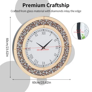 Round Mirror Clock Crystal Sparkle - Thumbnail Image 5