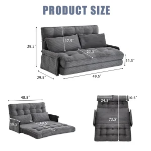 Position Adjustable Foldable Floor Sofa Bed, - Thumbnail Image 2