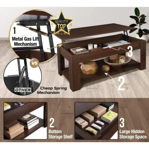 Lift Top Coffee Table with Hidden Storage - Thumbnail Image 3
