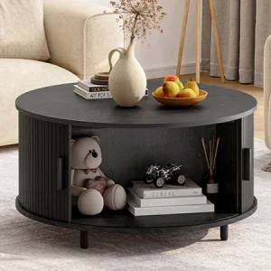Round Coffee Table with Storage, - Thumbnail Image 3