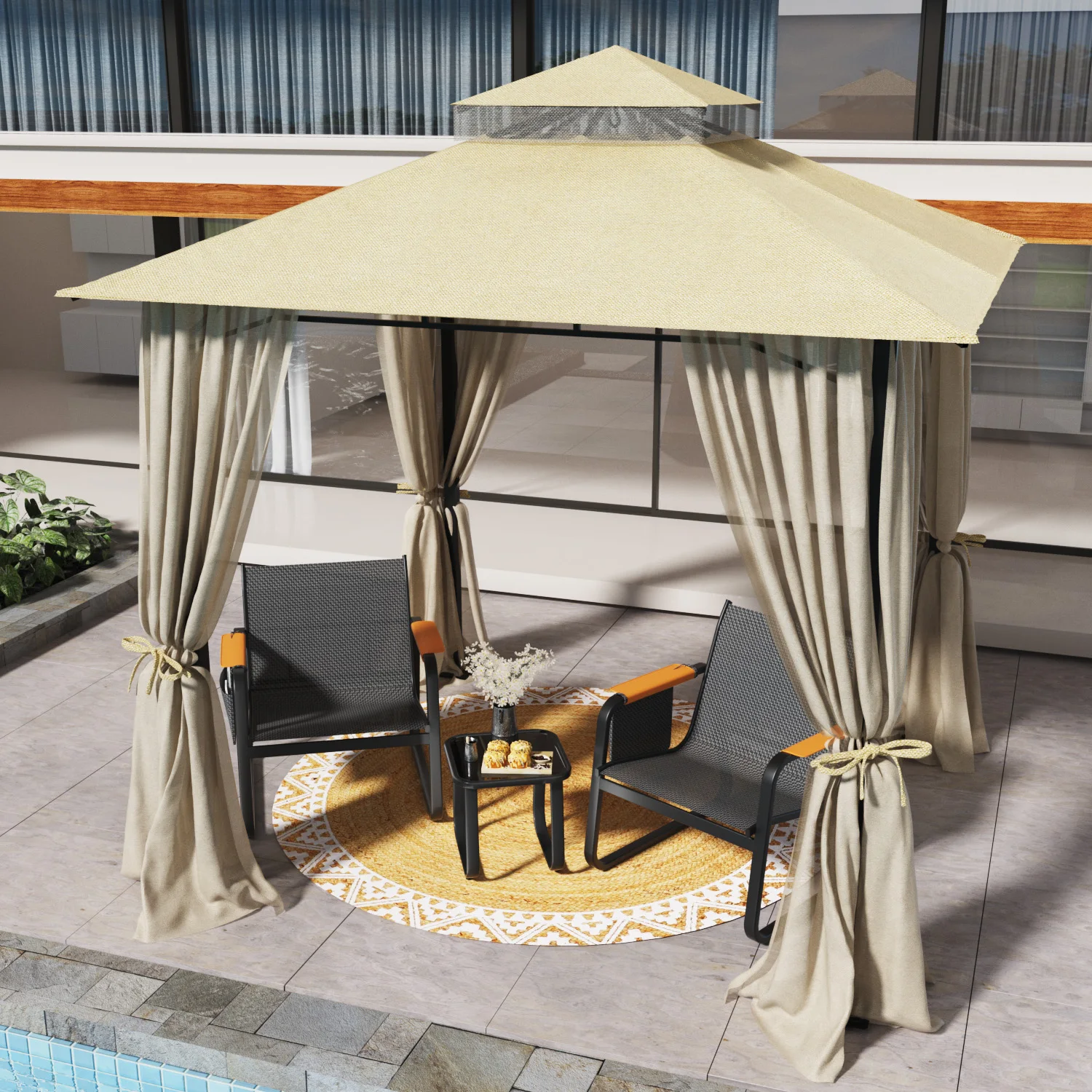 Double Tier Soft Canopy Patio Gazebo - Image 6