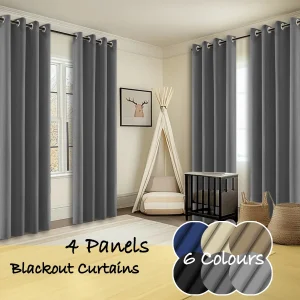 4 Panels Thermal Insulated Blackout Curtains - Thumbnail Image 3