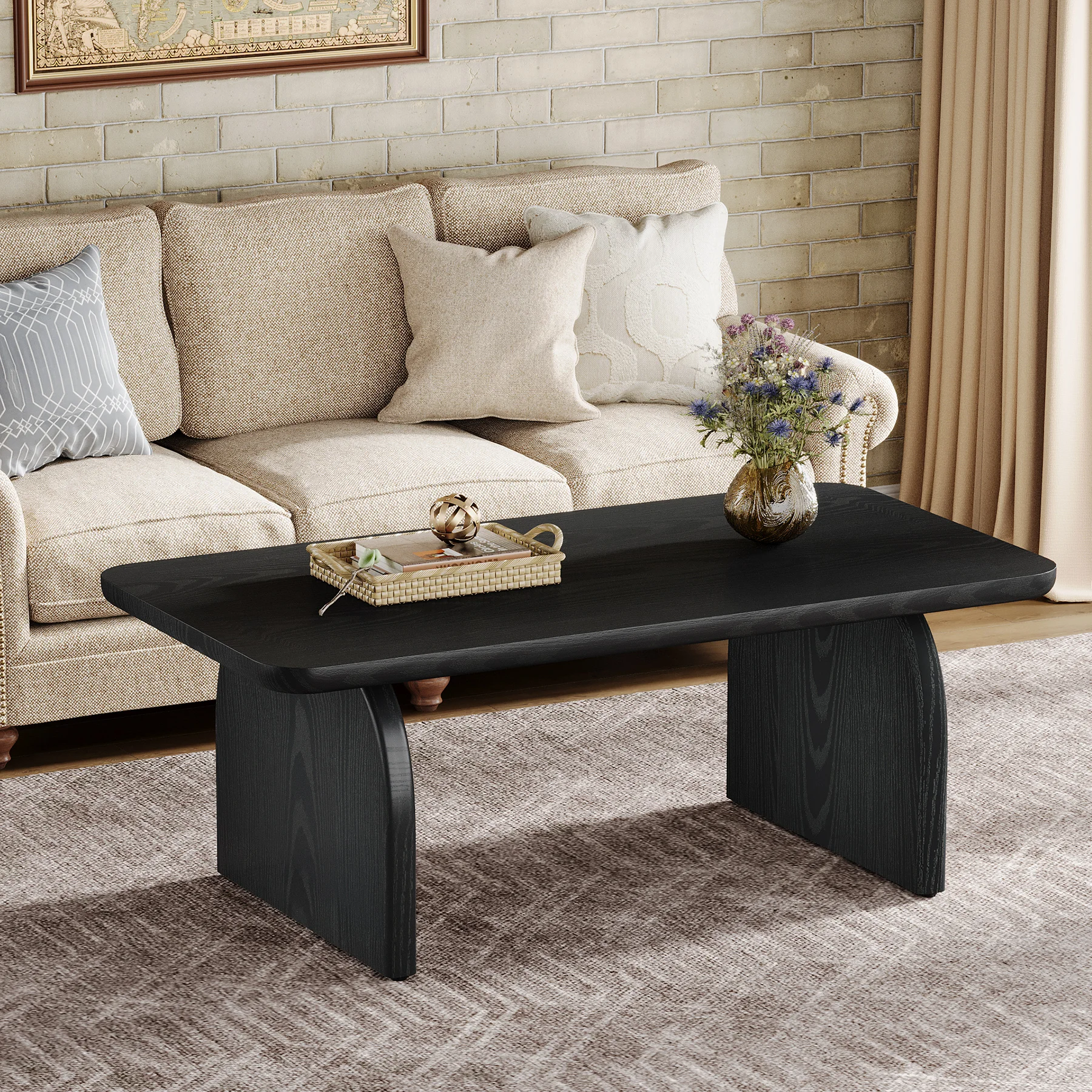 Tribesigns Farmhouse Rectangular Coffee Table, - Image 1