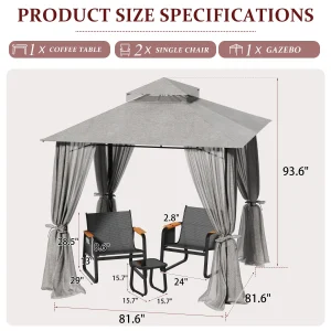 Double Tier Soft Canopy Patio Gazebo - Thumbnail Image 3