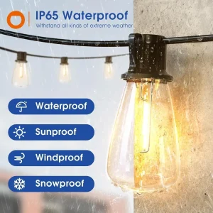 150FT LED Outdoor String Lights Waterproof Patio Lights - Thumbnail Image 2