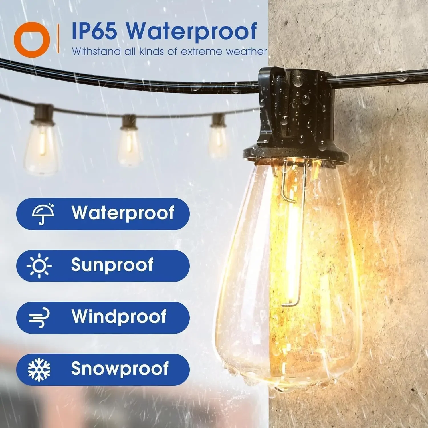 150FT LED Outdoor String Lights Waterproof Patio Lights - Image 2