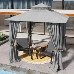 Double Tier Soft Canopy Patio Gazebo - Thumbnail Image 2