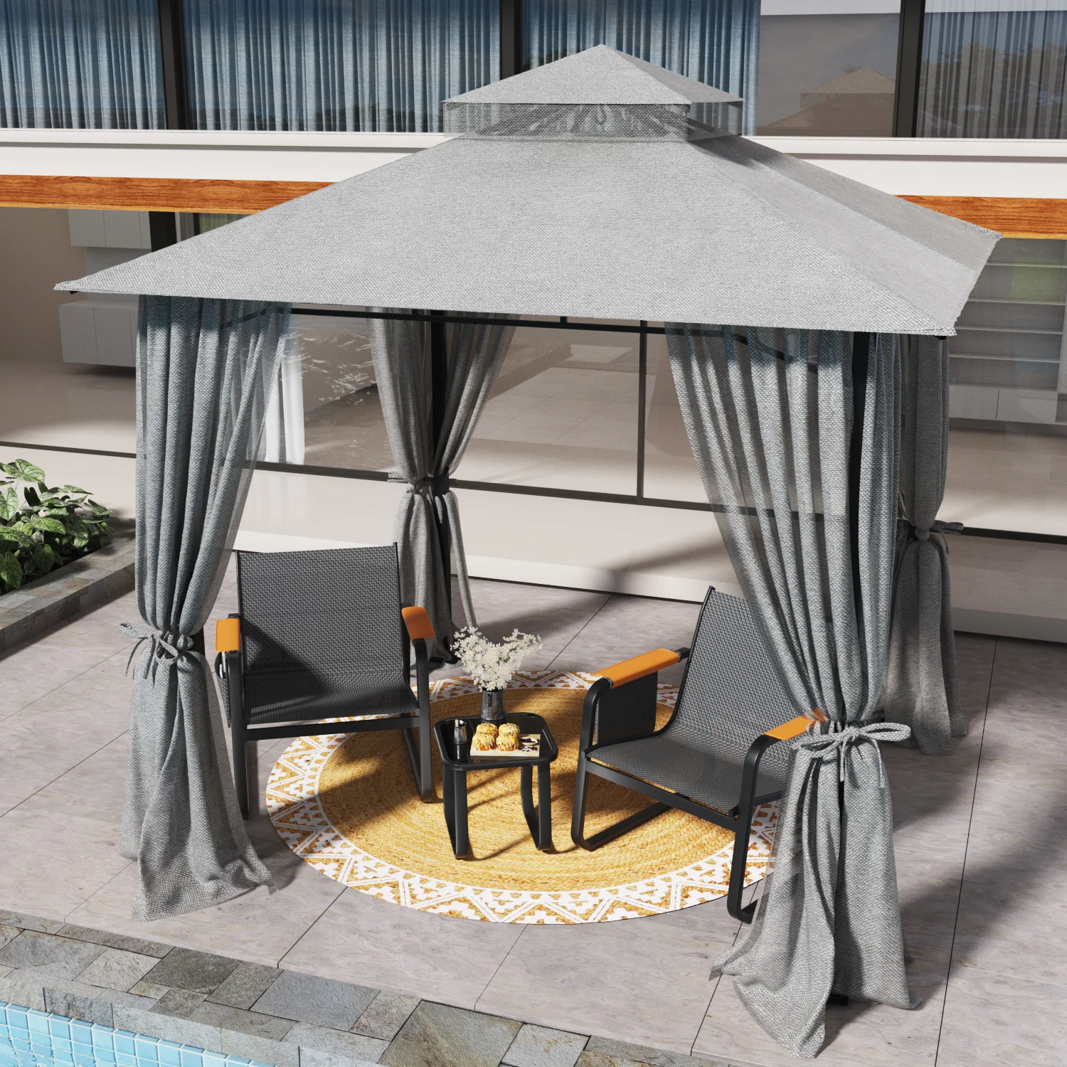 Double Tier Soft Canopy Patio Gazebo - Image 2