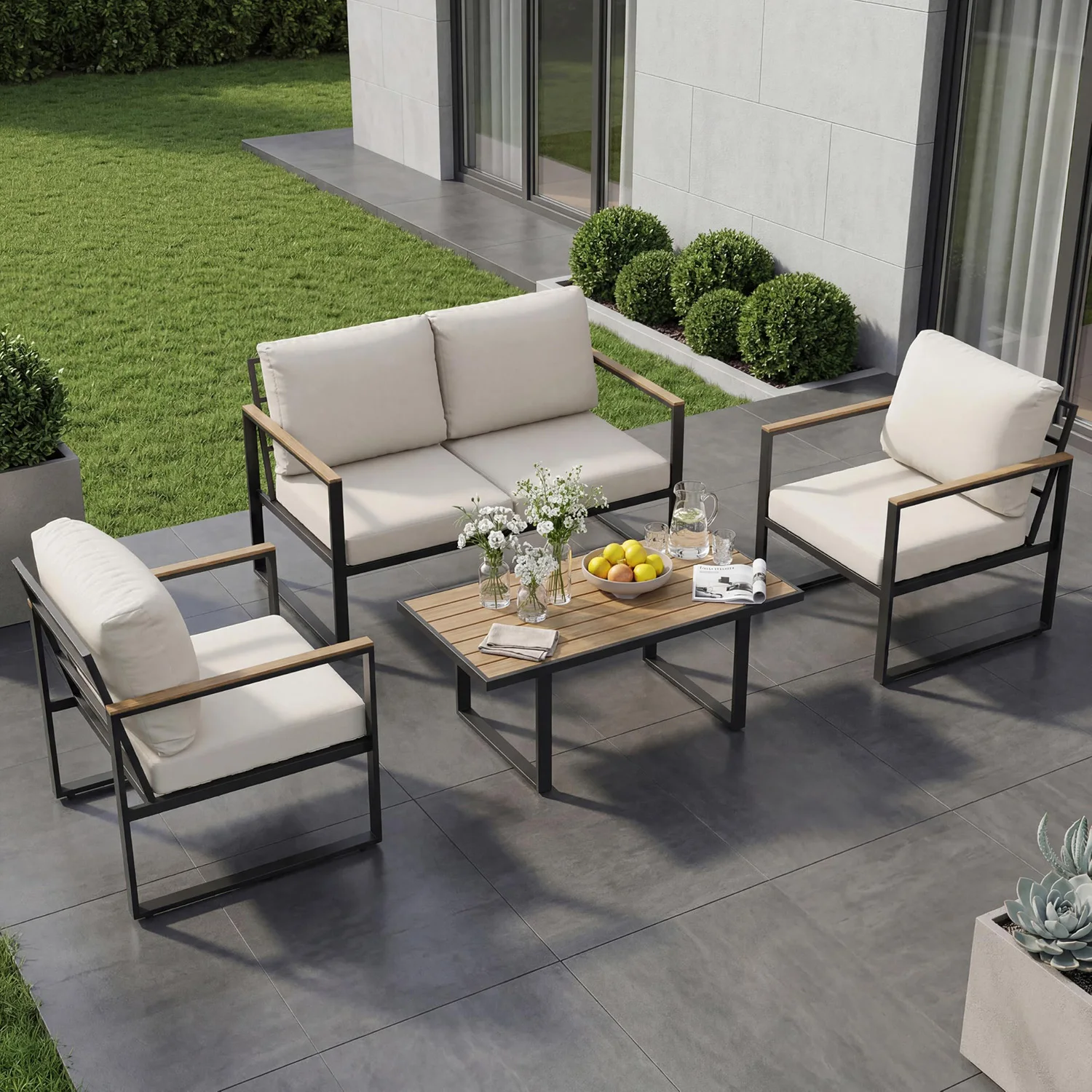 Modern 4-Piece Patio Furniture Set - Image 4