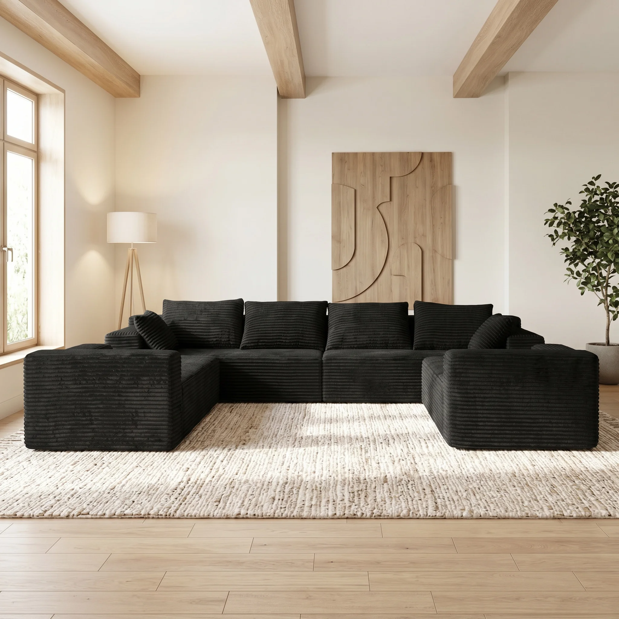 139 Inch U-Shaped Extra Large Corduroy Sectional Sofa - Image 2