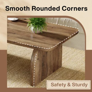 Tribesigns Farmhouse Rectangular Coffee Table, - Thumbnail Image 4