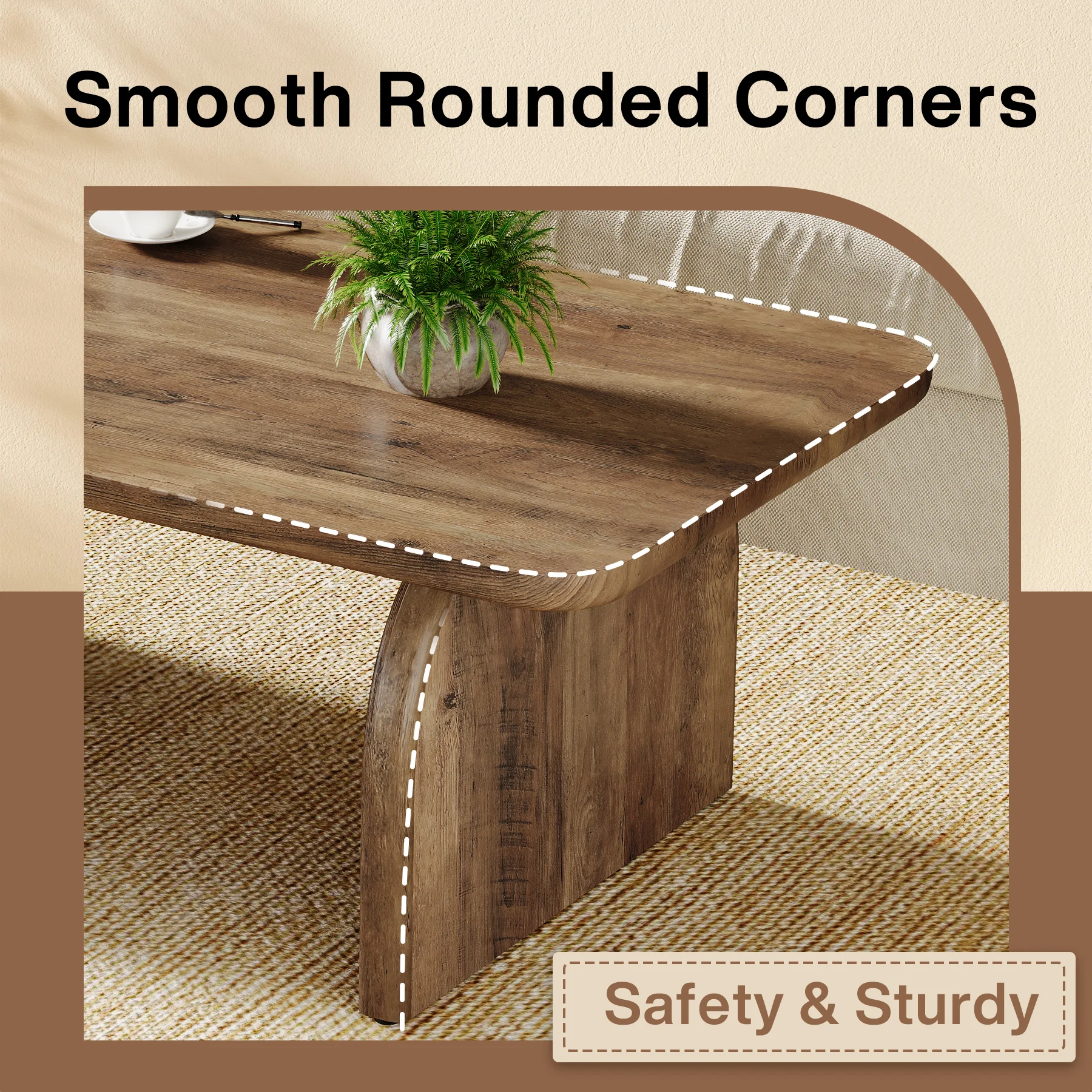 Tribesigns Farmhouse Rectangular Coffee Table, - Image 4
