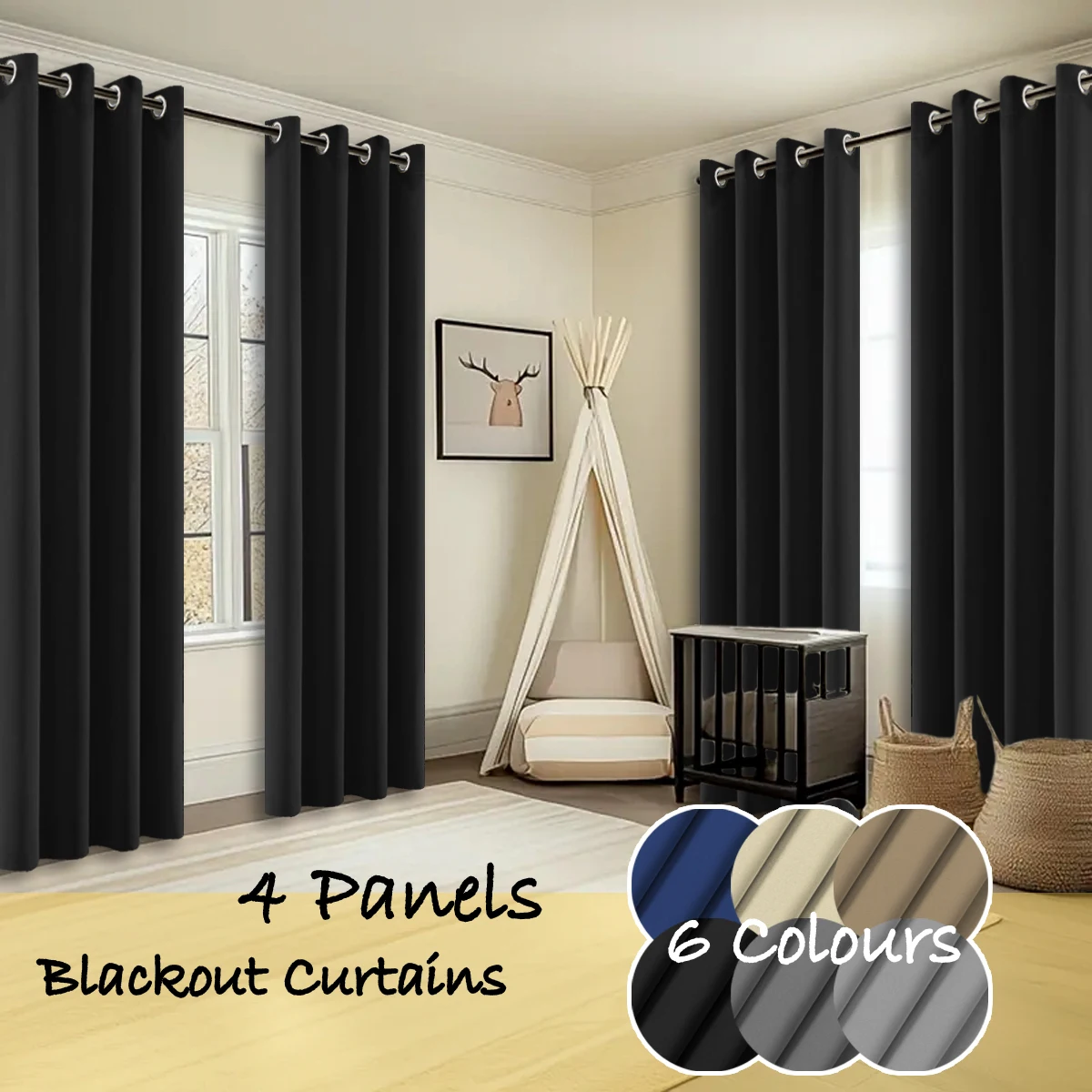4 Panels Thermal Insulated Blackout Curtains - Image 1