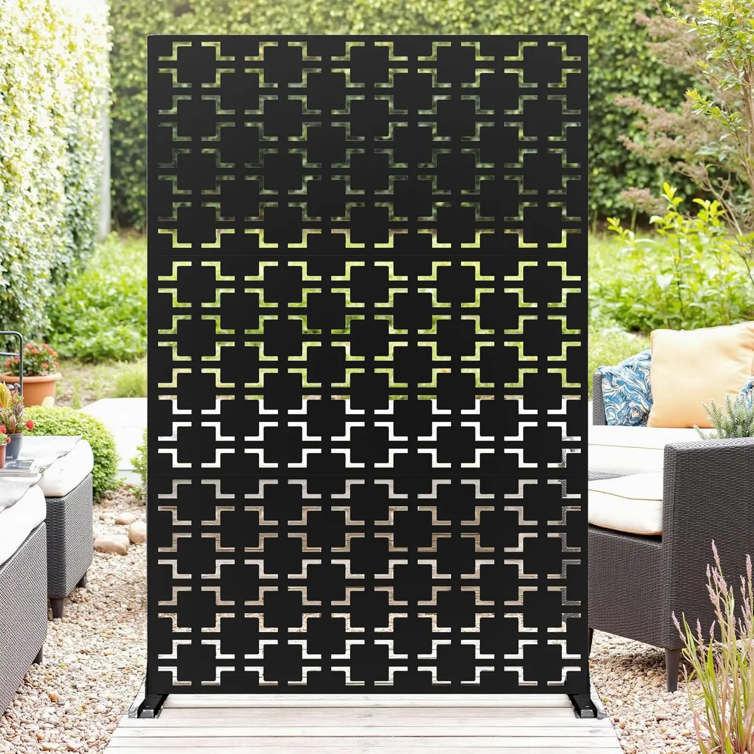 Decorative Garden Privacy Screen with Stand 120x183cm - Image 1