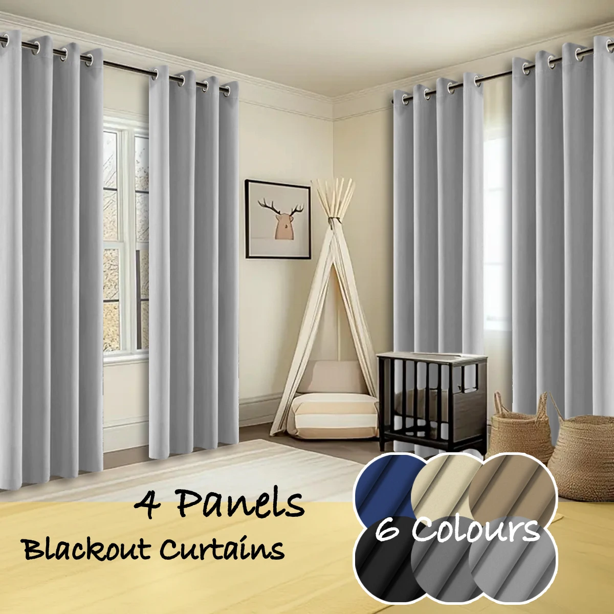 4 Panels Thermal Insulated Blackout Curtains - Image 6