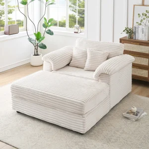 47.24-Inch Corduroy Armchair Storage Ottoman  Sofa - Thumbnail Image 9