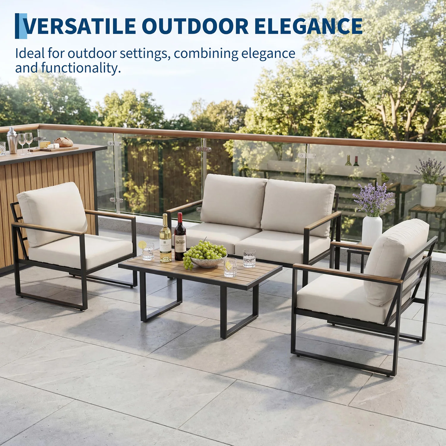 Modern 4-Piece Patio Furniture Set - Image 1