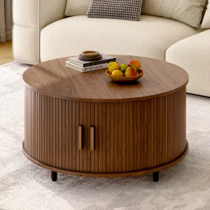 Round Coffee Table with Storage, - Thumbnail Image 2