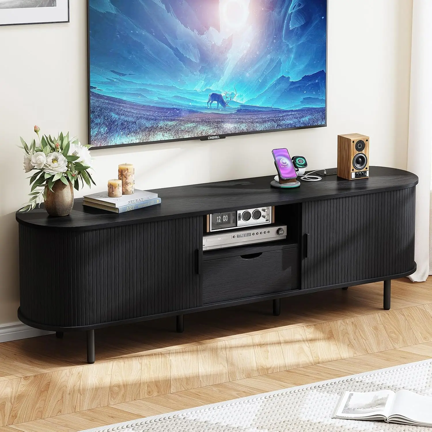 TV Stand w/ Power Outlet Entertainment Center - Image 3