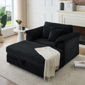 47.24-Inch Corduroy Armchair Storage Ottoman  Sofa - Thumbnail Image 11
