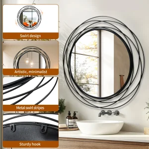 80CM Black Decorative Mirror - Thumbnail Image 2