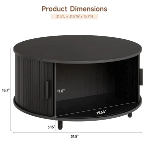 Round Coffee Table with Storage,