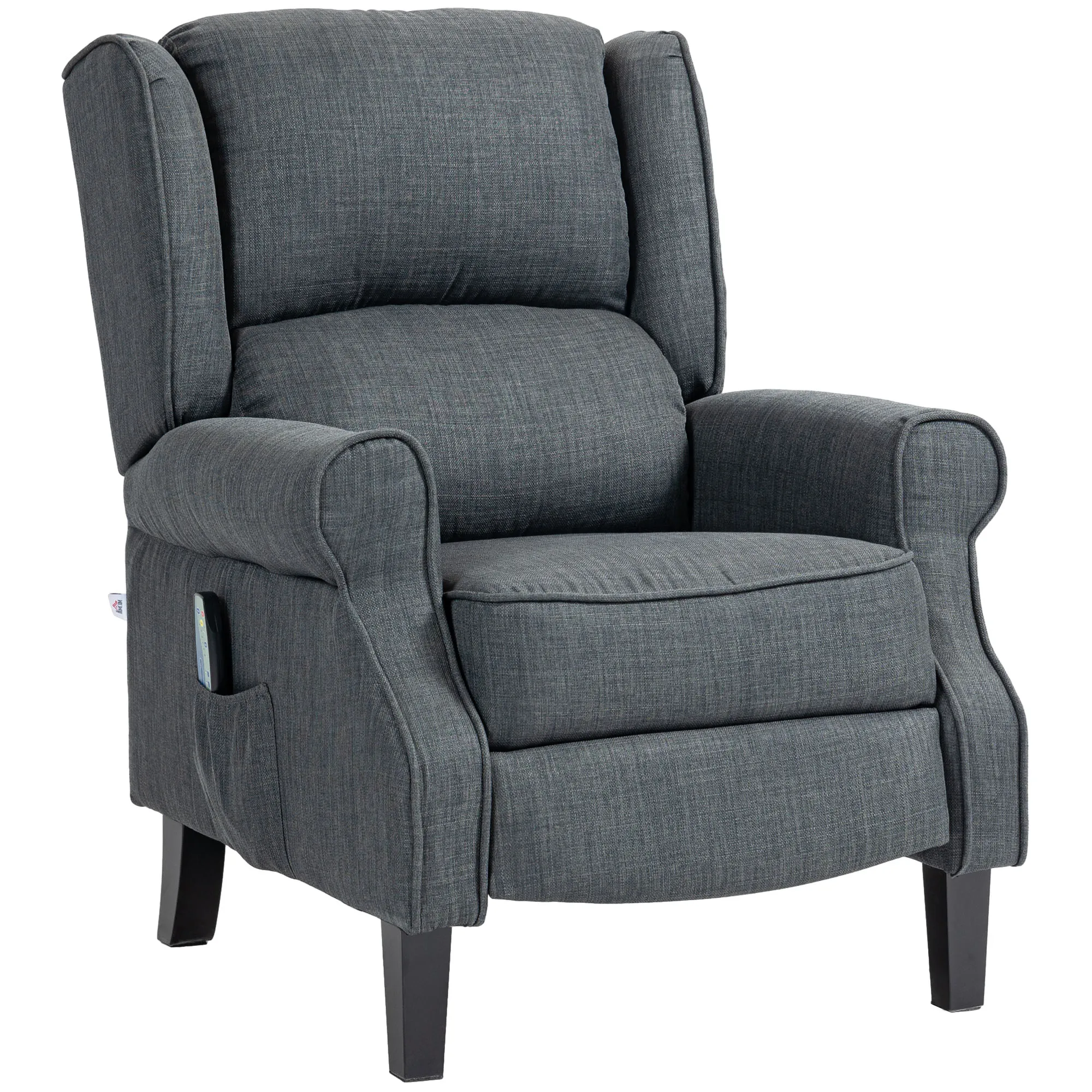Relaxing Fabric Heated Massage Chair Vibrating Recliner Sofa With Remote Control - Image 1