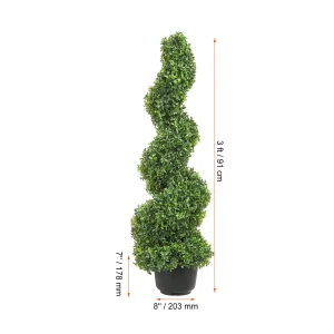Artificial Boxwood Tower Topiary Spiral Artificial Plant - Thumbnail Image 4