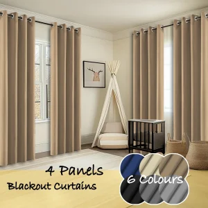 4 Panels Thermal Insulated Blackout Curtains - Thumbnail Image 4