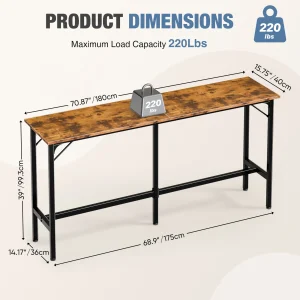Rectangular High Top Coffee Table Counter - Thumbnail Image 3
