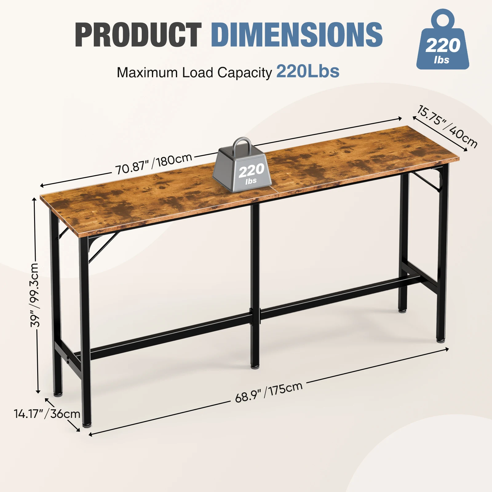 Rectangular High Top Coffee Table Counter - Image 3