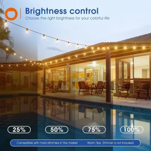 150FT LED Outdoor String Lights Waterproof Patio Lights - Thumbnail Image 5