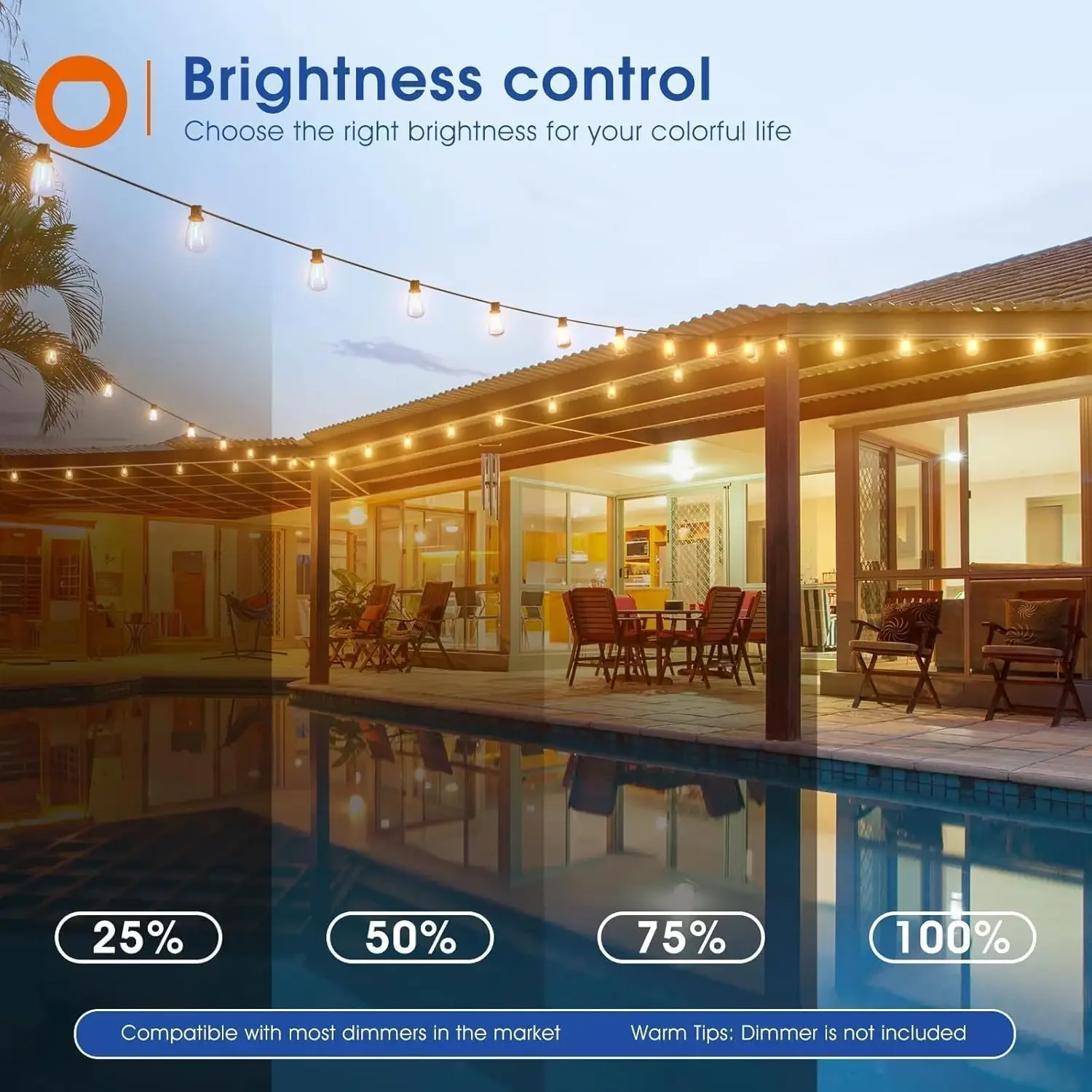 150FT LED Outdoor String Lights Waterproof Patio Lights - Image 5