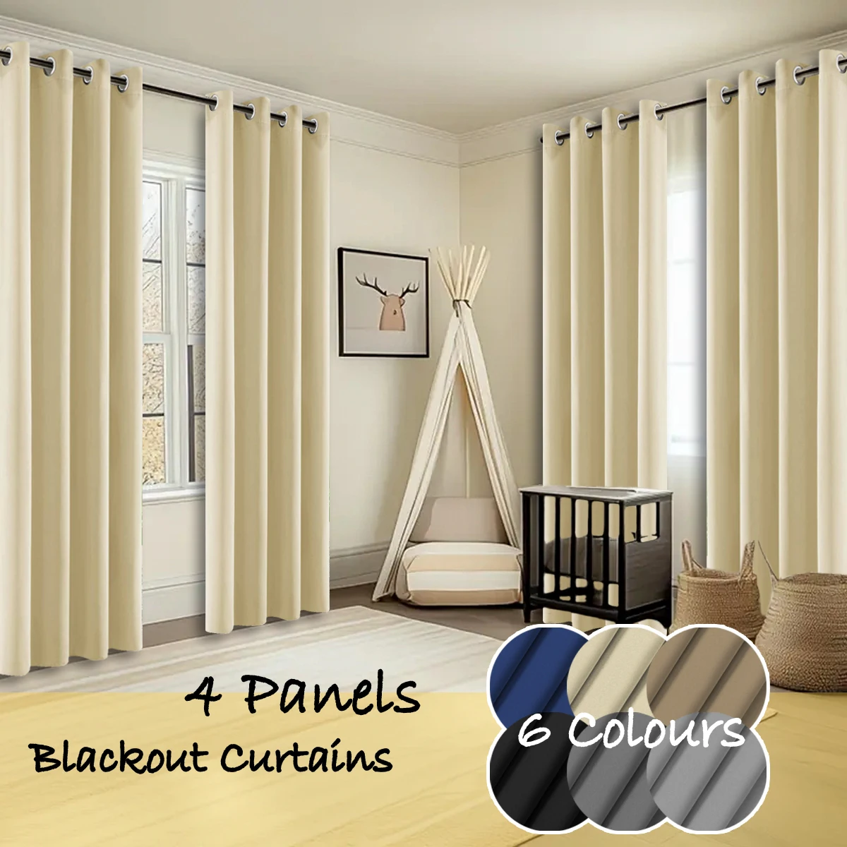 4 Panels Thermal Insulated Blackout Curtains - Image 2