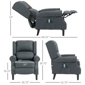 Relaxing Fabric Heated Massage Chair Vibrating Recliner Sofa With Remote Control - Thumbnail Image 2
