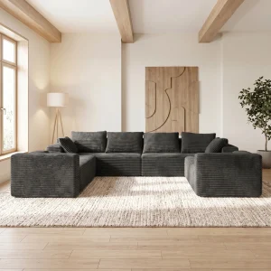 139 Inch U-Shaped Extra Large Corduroy Sectional Sofa - Thumbnail Image 3