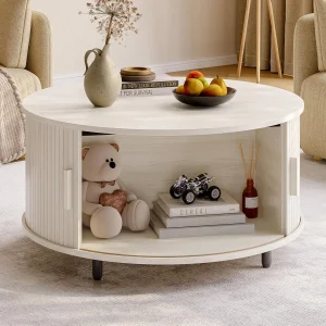 Round Coffee Table with Storage, - Thumbnail Image 4
