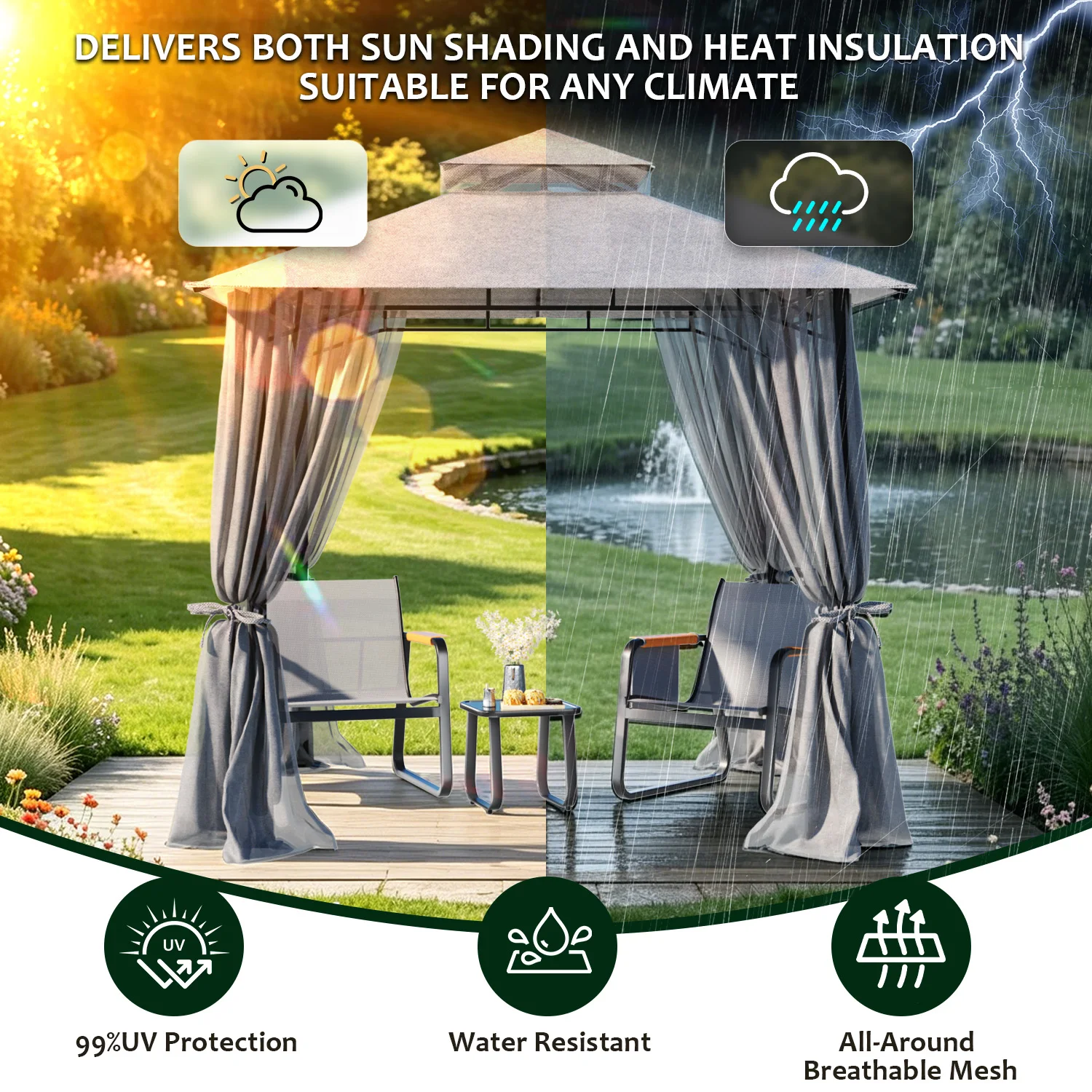 Double Tier Soft Canopy Patio Gazebo - Image 4