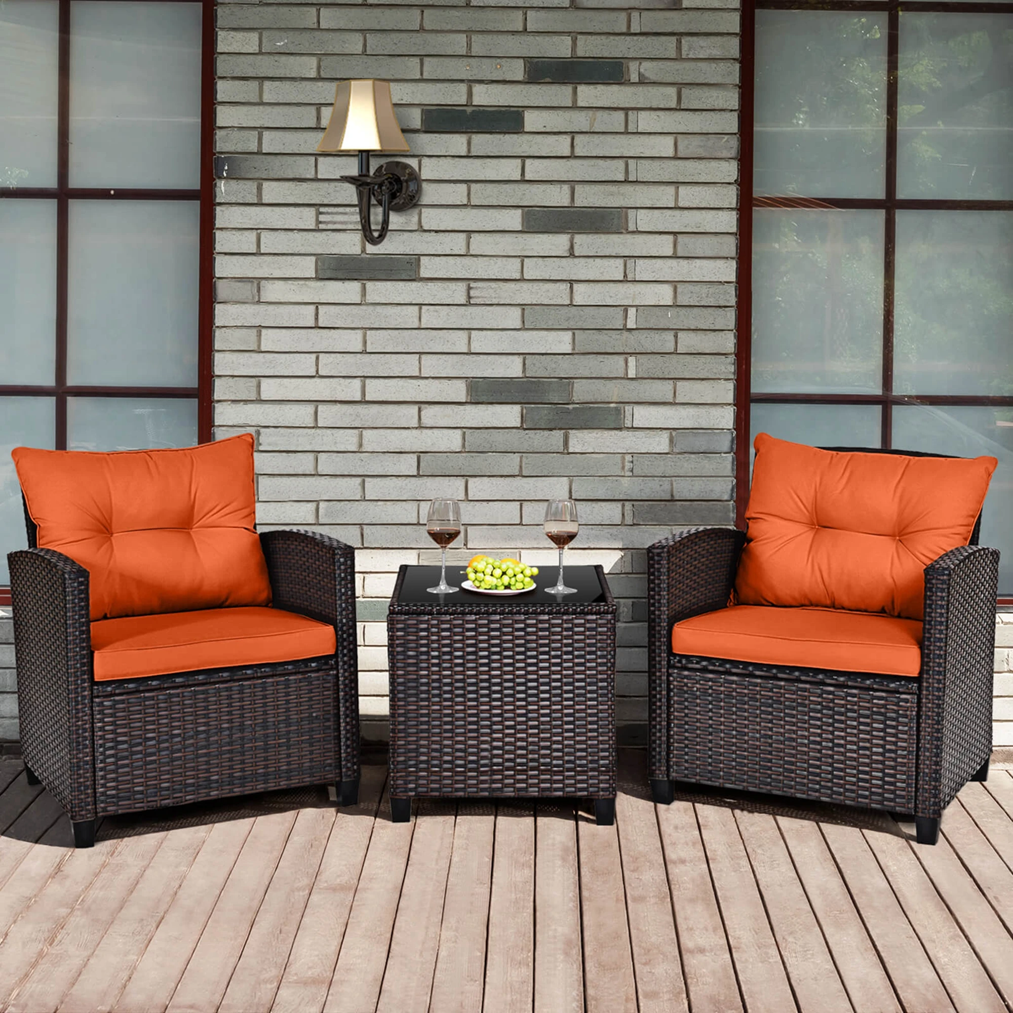 3 PCS Patio Rattan Furniture Set - Image 1