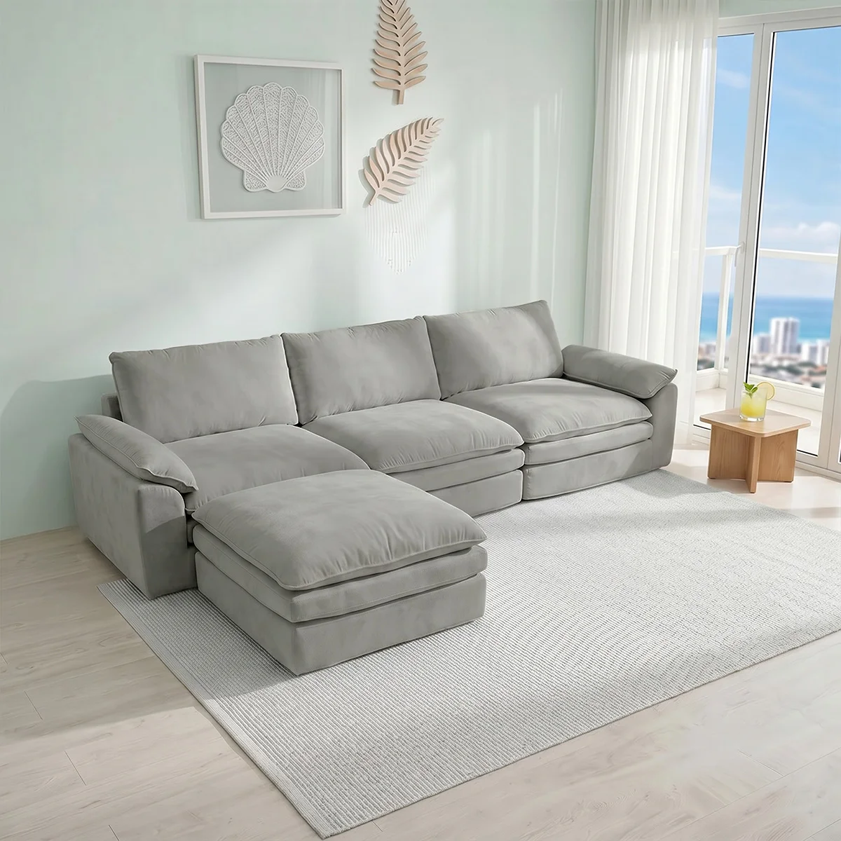 Summer Fresh Cream Style Modular Block Sofa, - Image 4