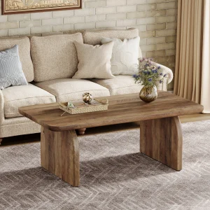 Tribesigns Farmhouse Rectangular Coffee Table, - Thumbnail Image 2
