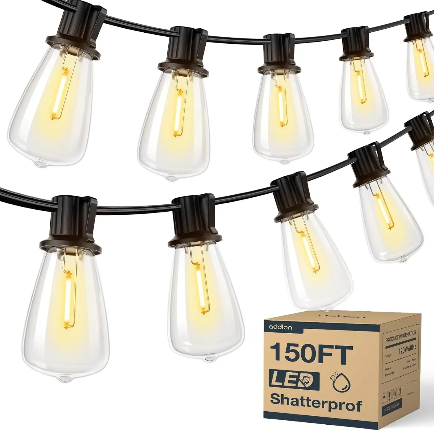 150FT LED Outdoor String Lights Waterproof Patio Lights - Image 1