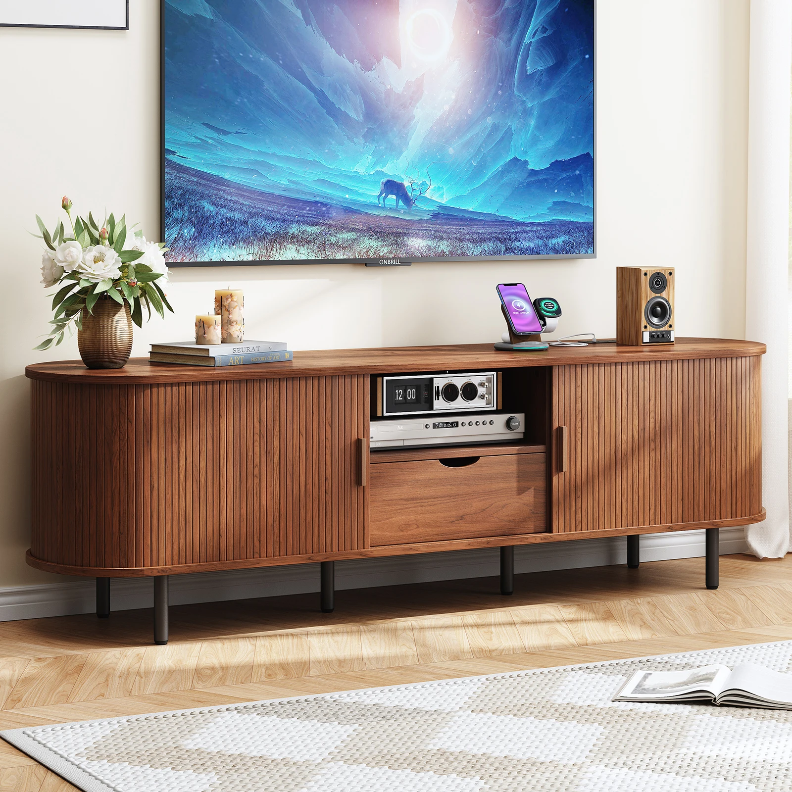 TV Stand w/ Power Outlet Entertainment Center - Image 4