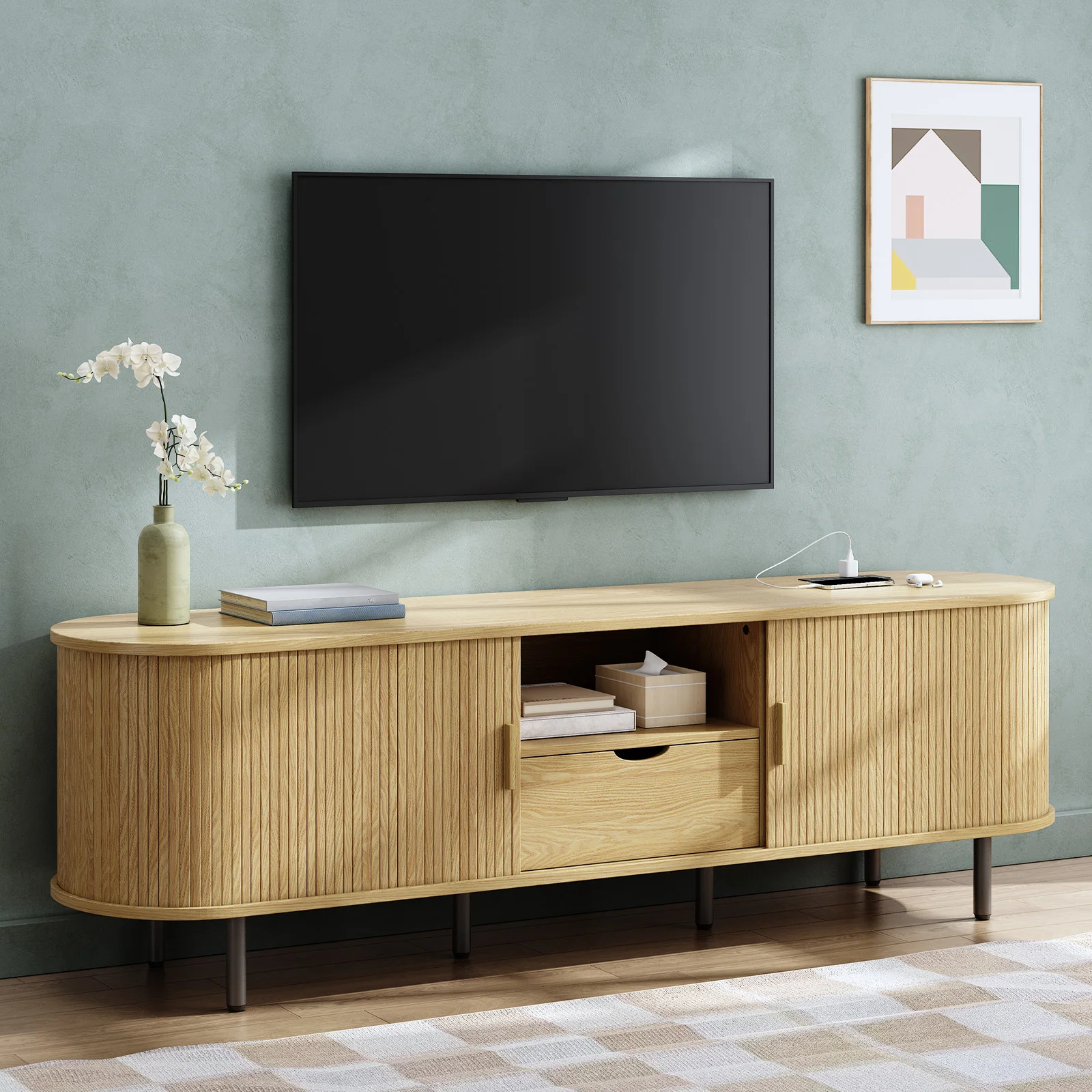 TV Stand w/ Power Outlet Entertainment Center - Image 2