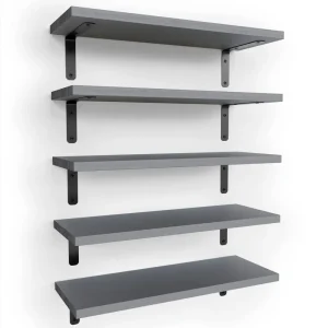 Set of 5 Rustic Floating Wall Shelves,