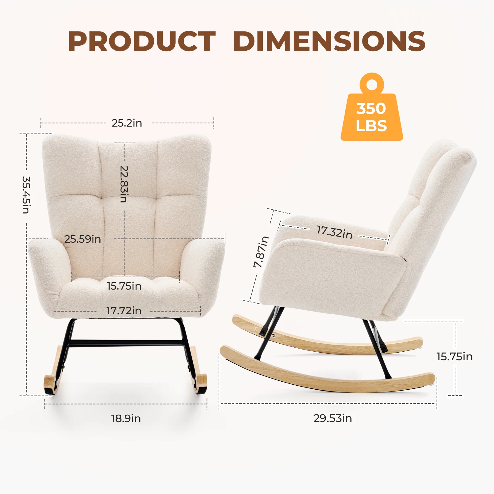 Teddy Upholstered Saucer Rocking Chair - Image 3