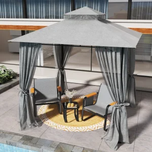 Double Tier Soft Canopy Patio Gazebo - Thumbnail Image 5