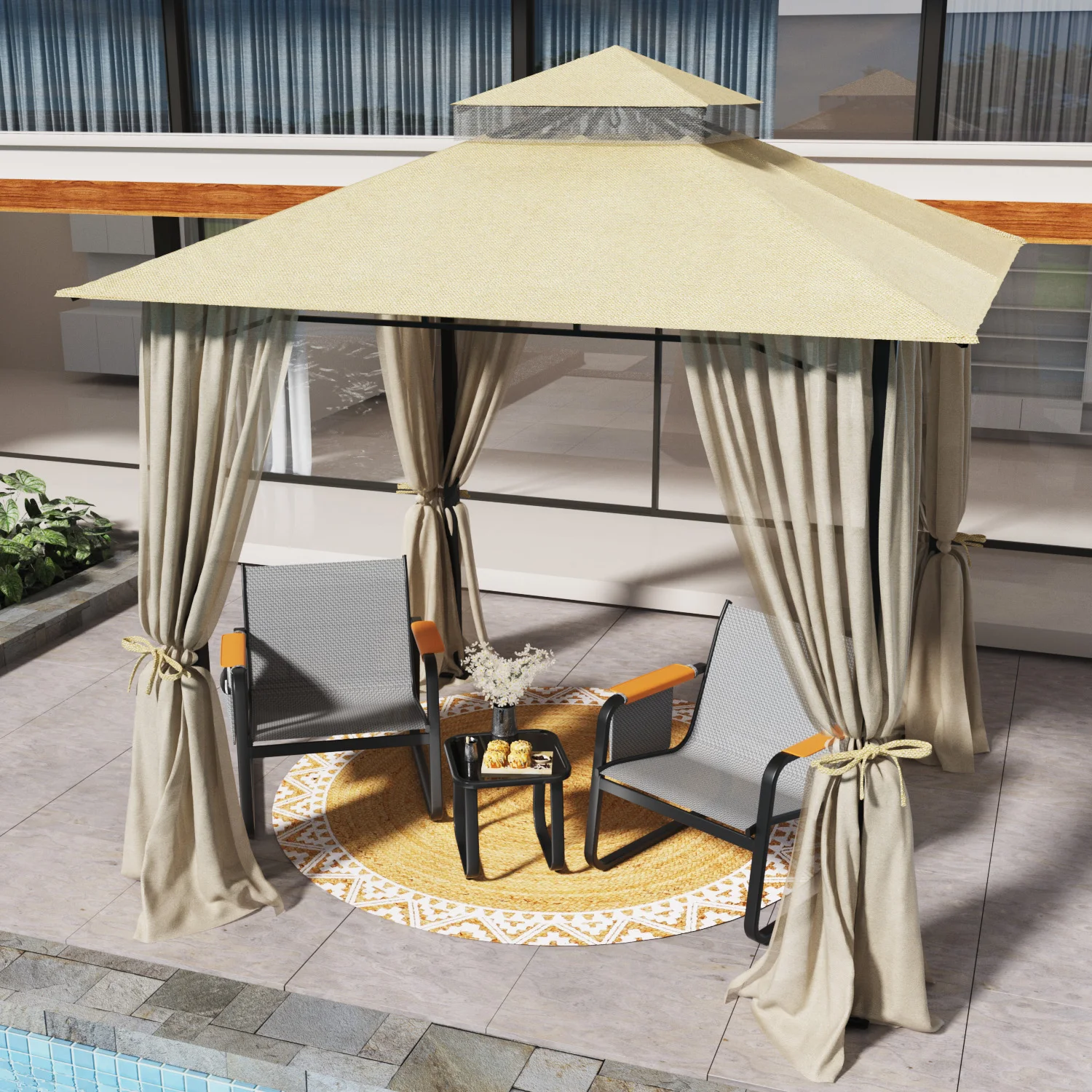 Double Tier Soft Canopy Patio Gazebo - Image 1