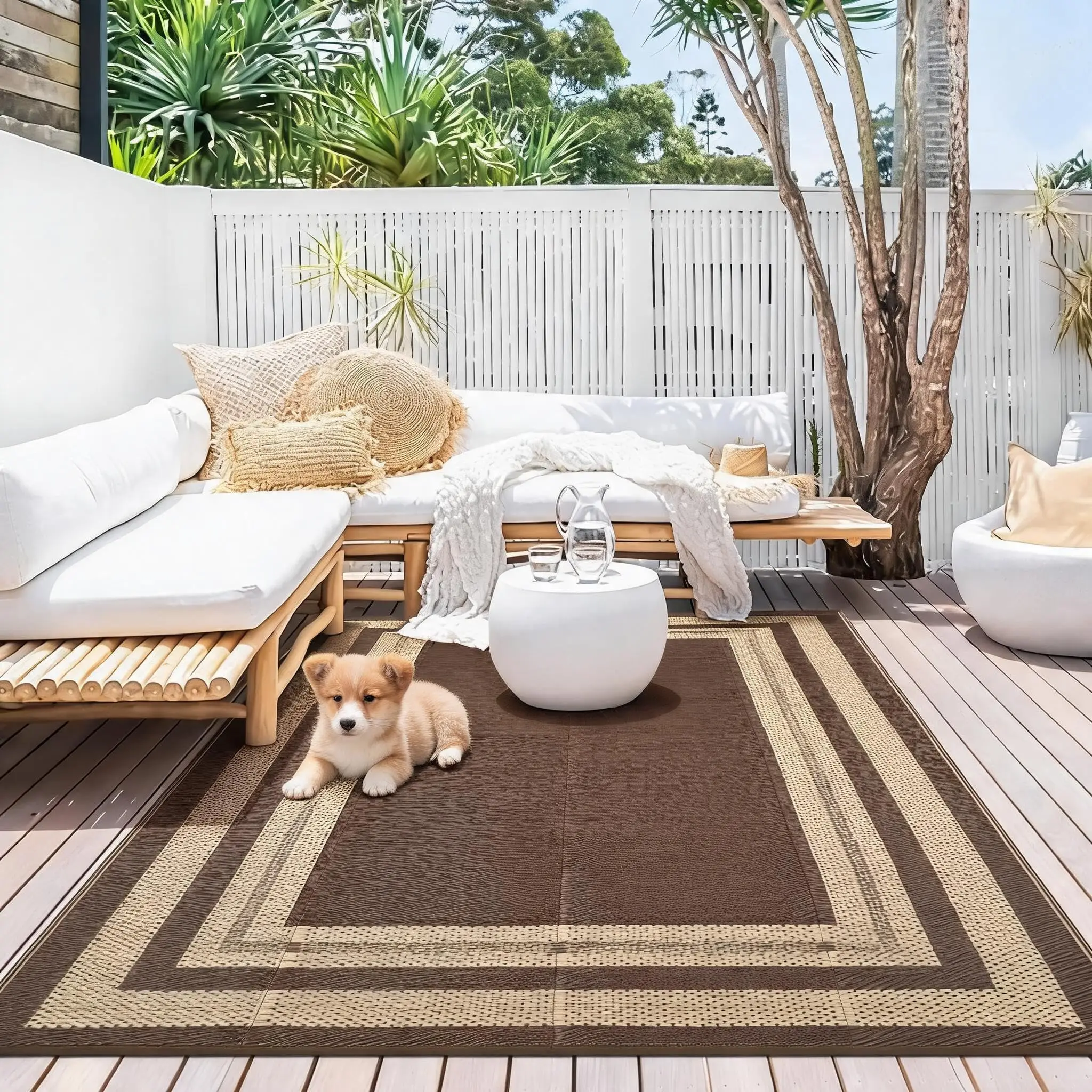 8x10ft Outdoor Rug Waterproof Reversible - Image 4